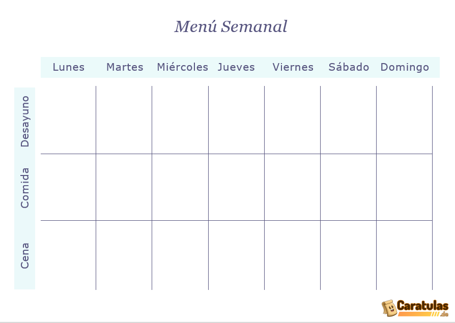 Plantilla para Menú Semanal Editable en Word 22 Plantilla para Menú Semanal Editable en Word